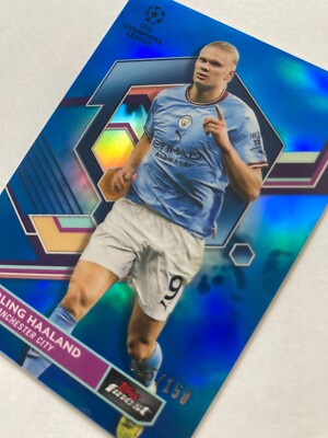 2023 Topps Finest UEFA Champions League Erling Haaland #9 Blue Man City 95/150