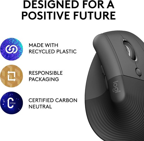 Logitech Lift Vertical Ergonomic Bluetooth Wireless Silent 6 Buttons Multi-OS - Picture 4 of 8