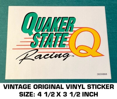 QUAKER STATE RACING MOTOR OIL VINTAGE ORIGINAL VINYL STICKER DECAL - (NOS)