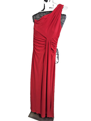ABS by Allen Schwartz Collection One Shoulder Draped Jersey Dress Red Size XS