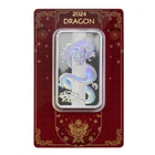 (Lot of 5) 2024 Pamp Year of the Dragon Holographic 50Gram Silver Bar-In Assay