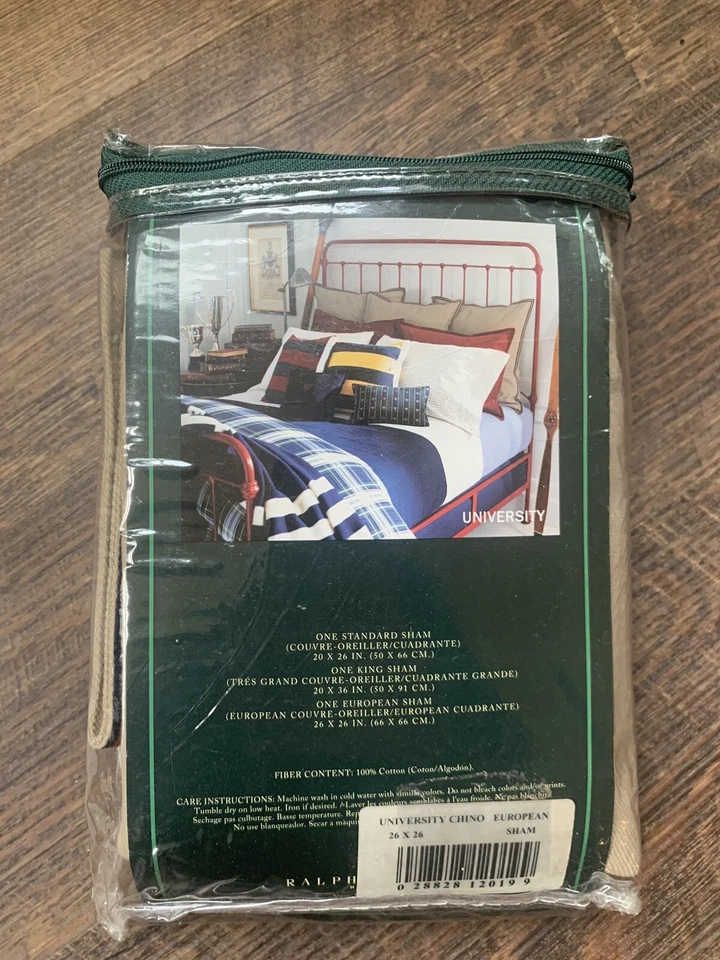 ✨VINTAGE RALPH LAUREN CHINO EURO SHAM CAQUI 26”x26” Nuevo de Lote Antiguo✨ Foto 2 de 4