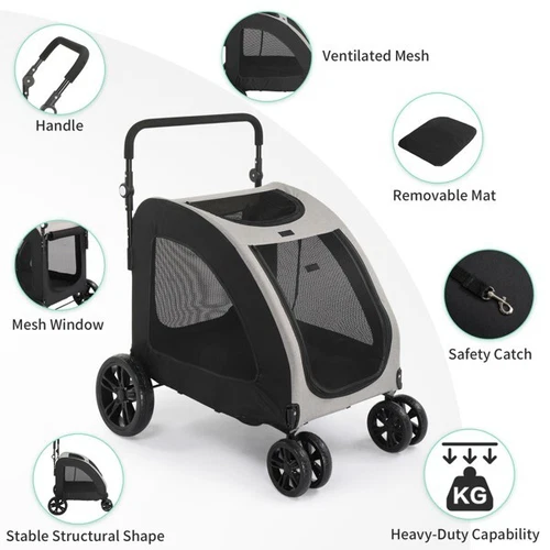 Dog Stroller for Medium To Large Dogs, Foldable Dog Wagon with 4 Wheels - Bild 8 von 19