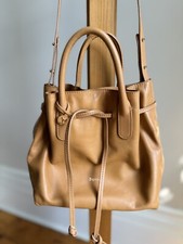 Repetto Brown Leather Shoulder Convertible Satchel Handbag Bin-z