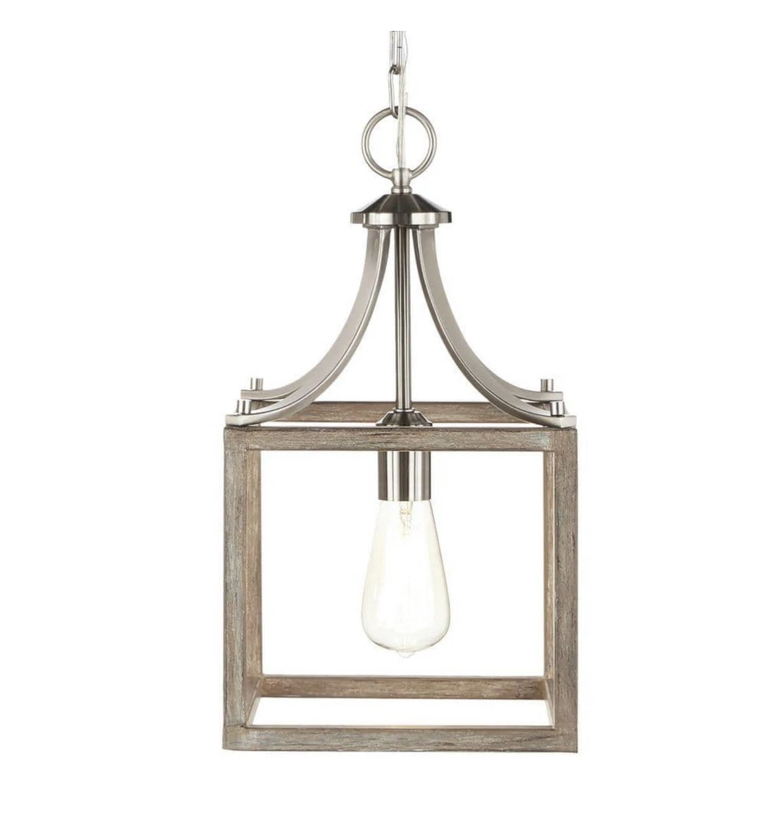 Hampton Bay Mini Pendant 1 Light Brushed Nickel with Weathered