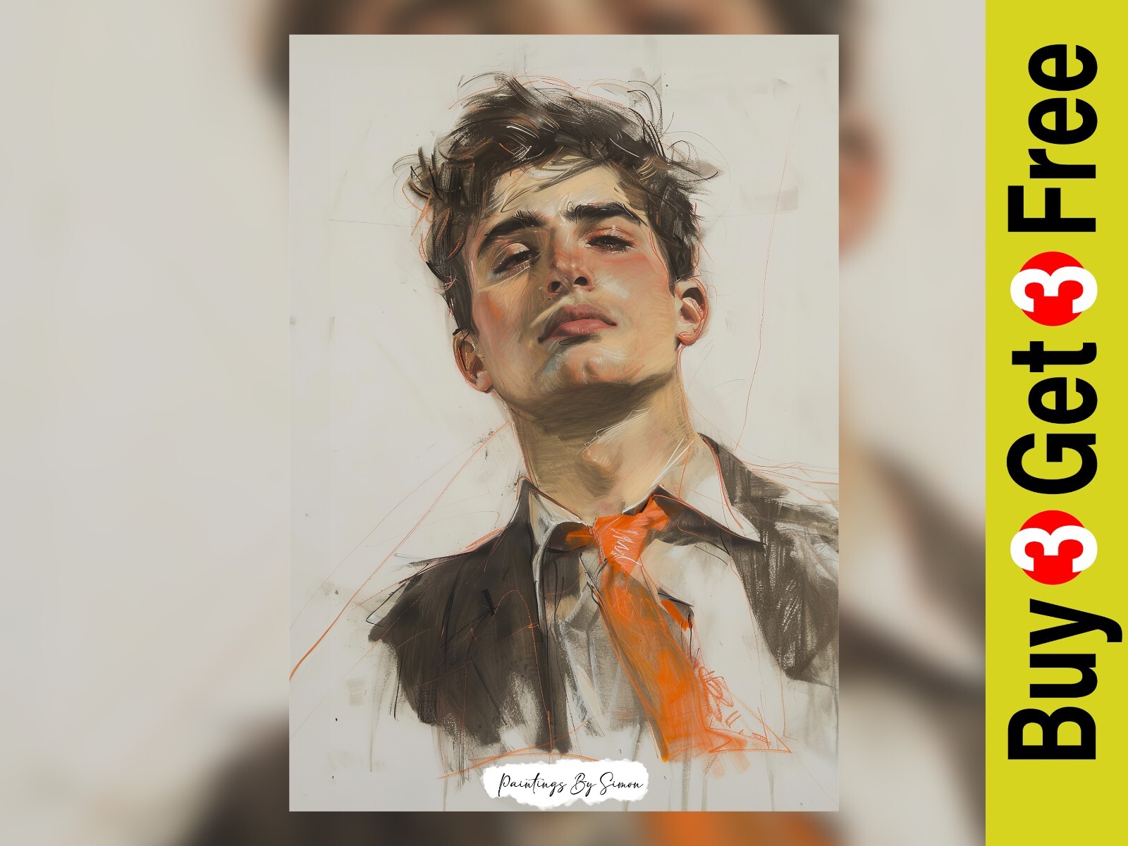 Bold Confident Man Portrait, Oil Painting Print 5"x7" on Matte Paper