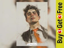 Bold Confident Man Portrait, Oil Painting Print 5"x7" on Matte Paper