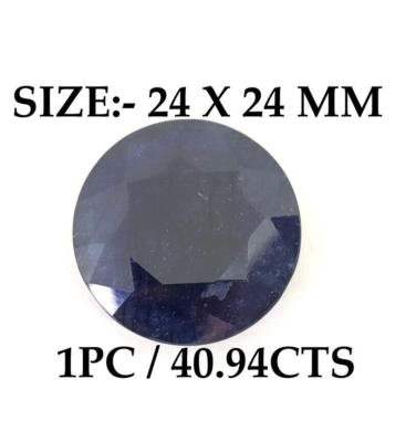 ブルーサファイア1.06ct Blue Sapphire 40.94 Ct Blue Sapphire Round Size 24 mm Smooth Polished Cut