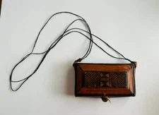 Vintage Tooled Leather African Tribal Crossbody Bag Purse Pouch