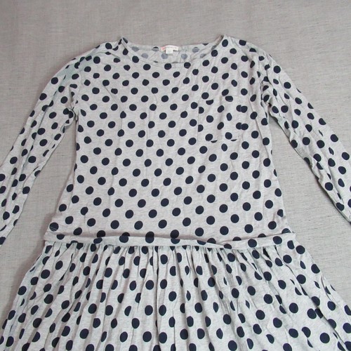 J Crew Crewcuts Dress Girls Sz 16 Gray Polka Dot Long Sleeve Fit & Flare Casual - Picture 3 of 9