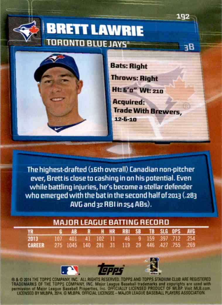 2014 Stadium Club #192 Brett Lawrie Toronto Blue Jays Baseball Card | eBay