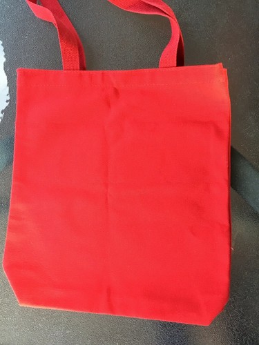 M.GEMI red 100% cotton canvas tote bag shoes beach yarn craft supplies storage - Picture 6 of 6