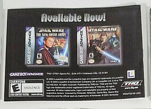 Star Wars: Flight of the Falcon - Game Boy Advance GBA SP - Instruction Booklet - Picture 2 of 3