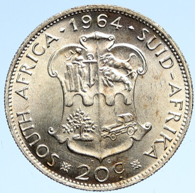 コロンビア　マッドネス　最終値下げ 1964 SOUTH AFRICA Queen Elizabeth II Genuine OLD Silver 20 Cents