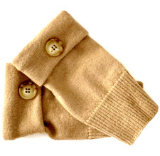 FINGERLESS GLOVES CAMEL MERINO WOOL S M L SMALL MEDIUM LARGE ARM WARMERS CUFFS