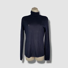 Gabriela Hearst Women's Blue Cashmere-Silk Turtleneck Sweater Size M