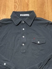 Criquet Polo Shirt Mens Large Gray Pocket Knit Preppy Golf Dressy Pullover