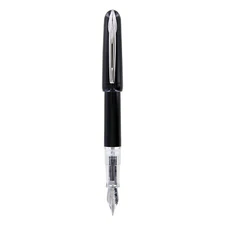 Waterman Kultur Fountain Pen, Black with Chrome Trim, Fine Nib with Blue Ink