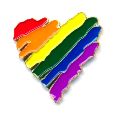 HEGIBAER Regenbogen Frieden Liebe Love LGBT Edel Herz Metall Button Pin Anstecker 0945 XL