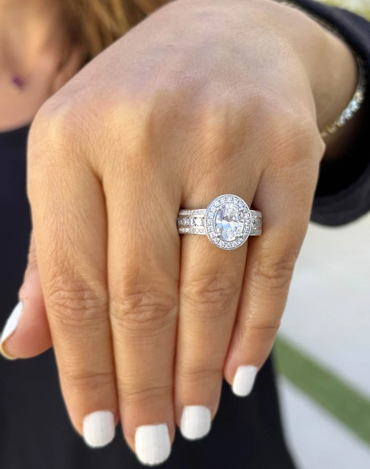 IGI Certified 14K Yellow Gold Oval And Round Diamond Engagement Ring Halo 4.00ct - Image 4 of 4