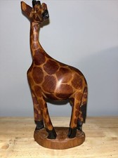 Hand Carved Wooden Giraffe Figurine 8 Inches tall