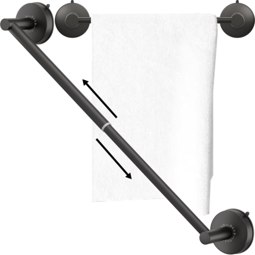 Adjustable Suction Cup Towel Bar for Bathroom 14 ~ 27 In. Matte Black Towel Rack