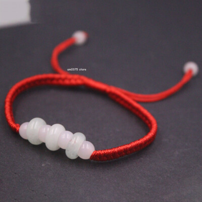 Natürliches A-Klasse Jadeit Jade Armband Damen rot Schnur Strickarmband 6 Zoll L