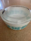 Vintage Pyrex Turquoise Blue Amish Butterprint Casserole Dish 1 -1/2 PT.