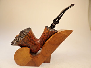 Ben Wade Golden Walnut Free Hand Bent Briar Pipe 80’s Big Capacity EboniteRubber