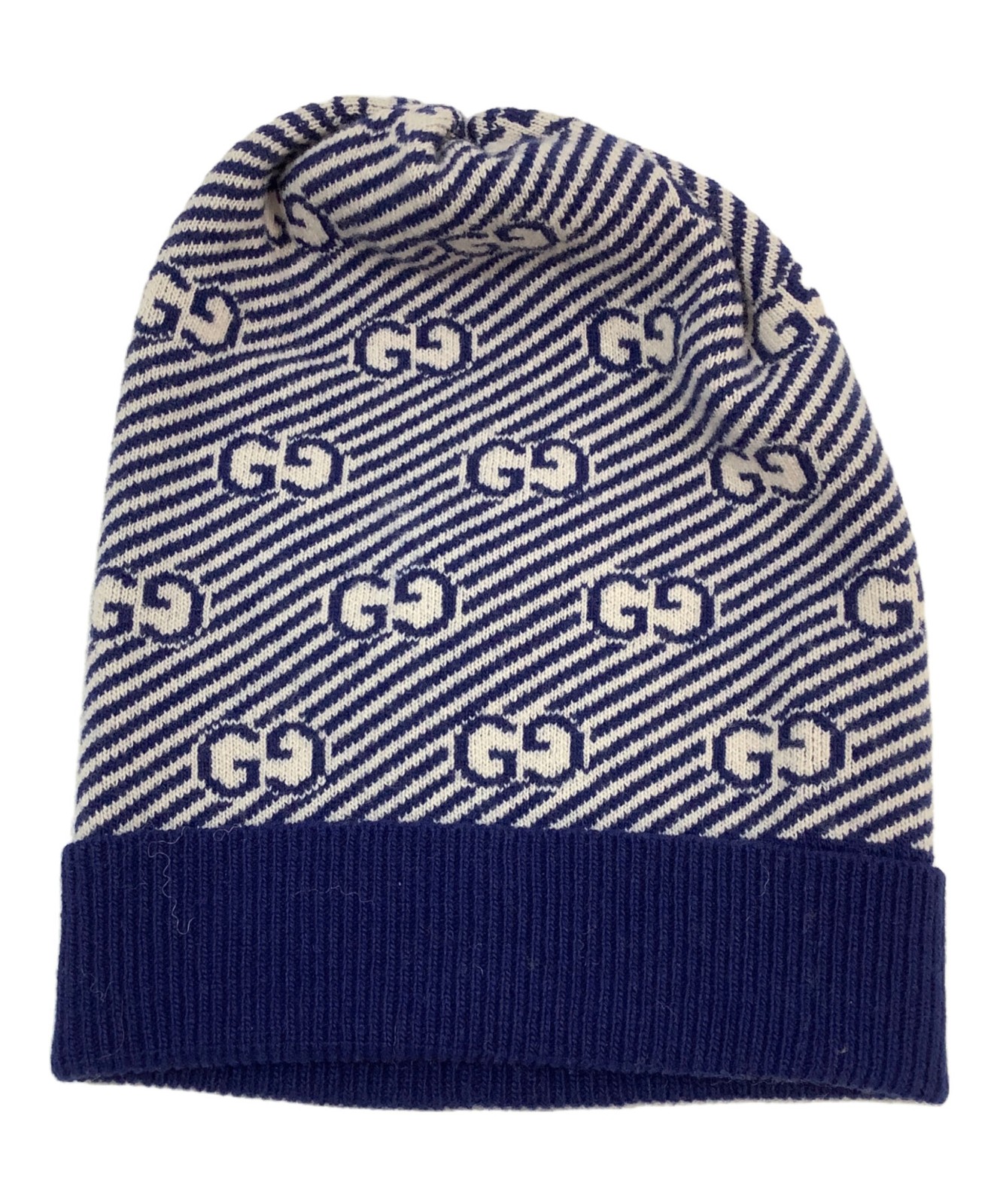 Gucci Knit Beanie Cap GG Blue White Women Authentic thumbnail 13