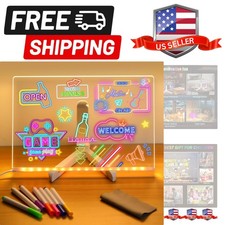 Led Note Board with Colors, Glowing Acrylic Dry Erase Board with Light, Light...