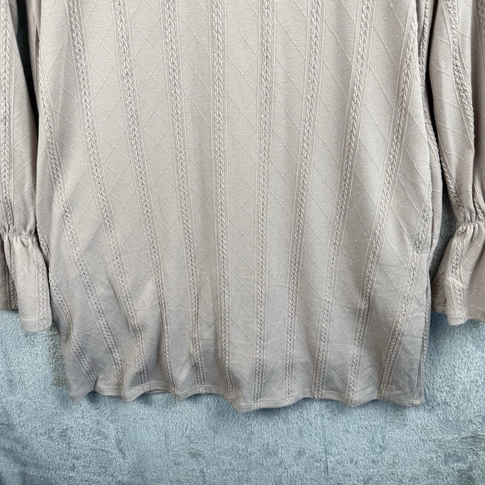 New In Sweater Dress Womens M Beige Knit L/S Poet Sleeves Lined Romantic NWT