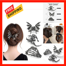 Gothic Hair Clips 3 Pack Bat Wing Spider Skeleton Hand Claw Accessories for