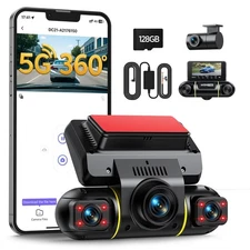 360 Degree View 4 Channel Dash Cam Front and Rear Inside 5G WiFi Dash Camera ...