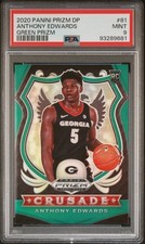 2020 PANINI PRIZM DRAFT PICKS GREEN PRIZM #81 ANTHONY EDWARDS ROOKIE RC PSA 9