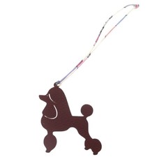 Hermes Petit H Toy Poodle Charm Leather Brown Green 3.3 in x 3.7 in Excellent