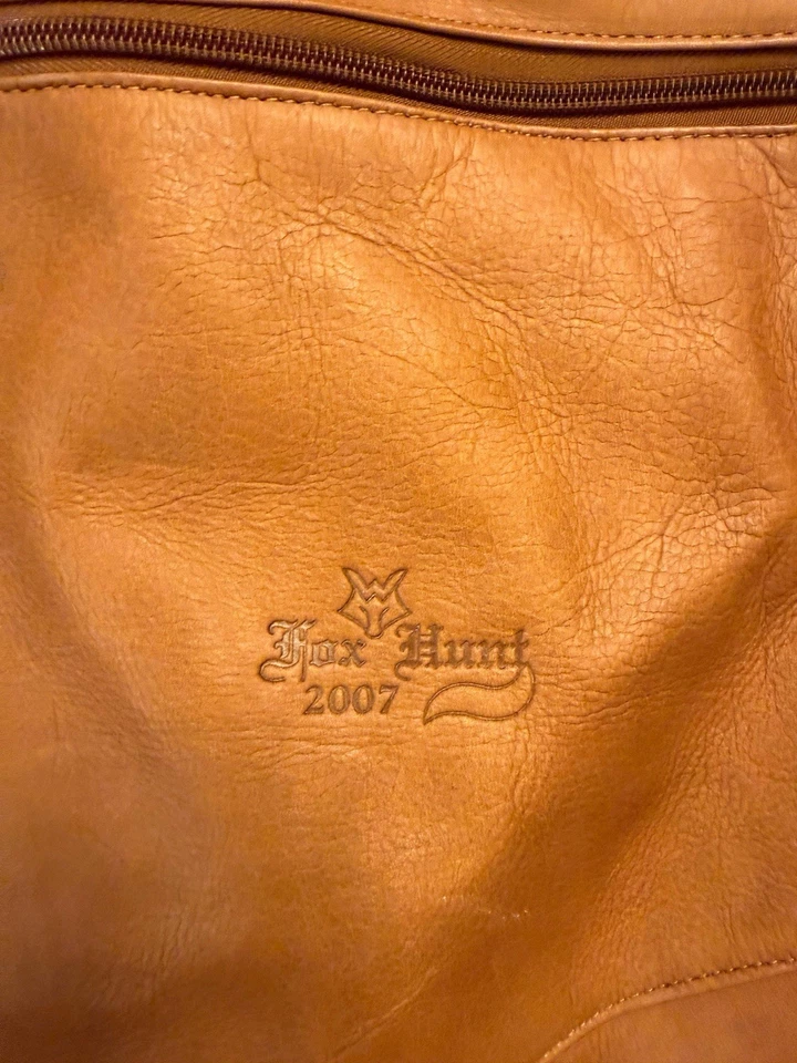 Bolso de ropa de cuero Fox Hunt 2007 vintage - estuche de viaje marrón tostado Foto 3 de 4