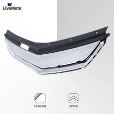 Front Bumper Upper Silver Chrome Grille Grill Cover For 2016-2019 Chevrolet Volt