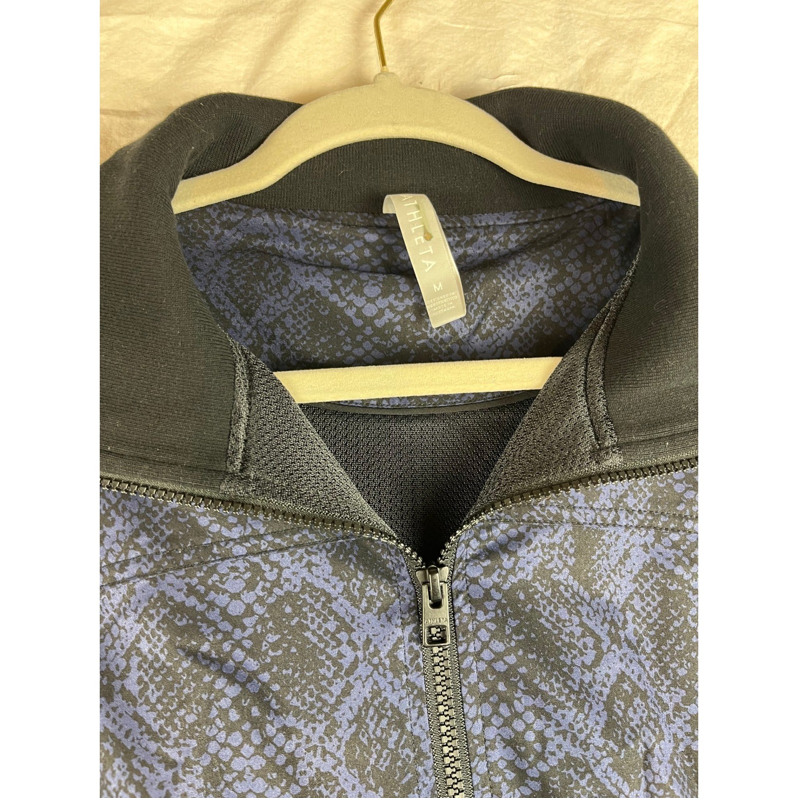 Athleta Brooklyn Snake Python Bomber Jacket Navy … - image 3