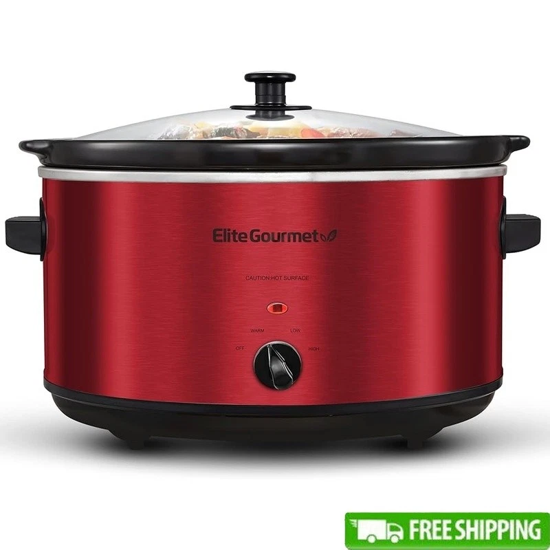 8.5 QT Slow Cooker Jumbo Oval Adjustable Low High Keep Warm Dishwasher Safe Red
