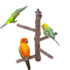 Mogoko Natural Wood Bird Perch Stand, Hanging Multi Branch Perch for Parrots,...