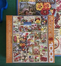 *COMPLETE* EUROGRAPHICS Puzzle “FLOWERS”, 1000 Pc SMITHSONIAN SEED CATALOGUES