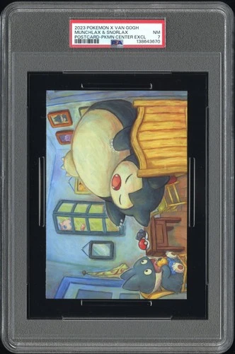 2023 POKEMON X VAN GOGH POSTCARD MUNCHLAX & SNORLAX PSA 7