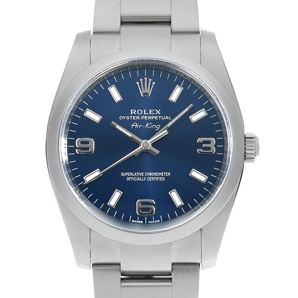 Rolex — ROLEX Air king 114200 blue 369 white bar Random Number second hand mens
