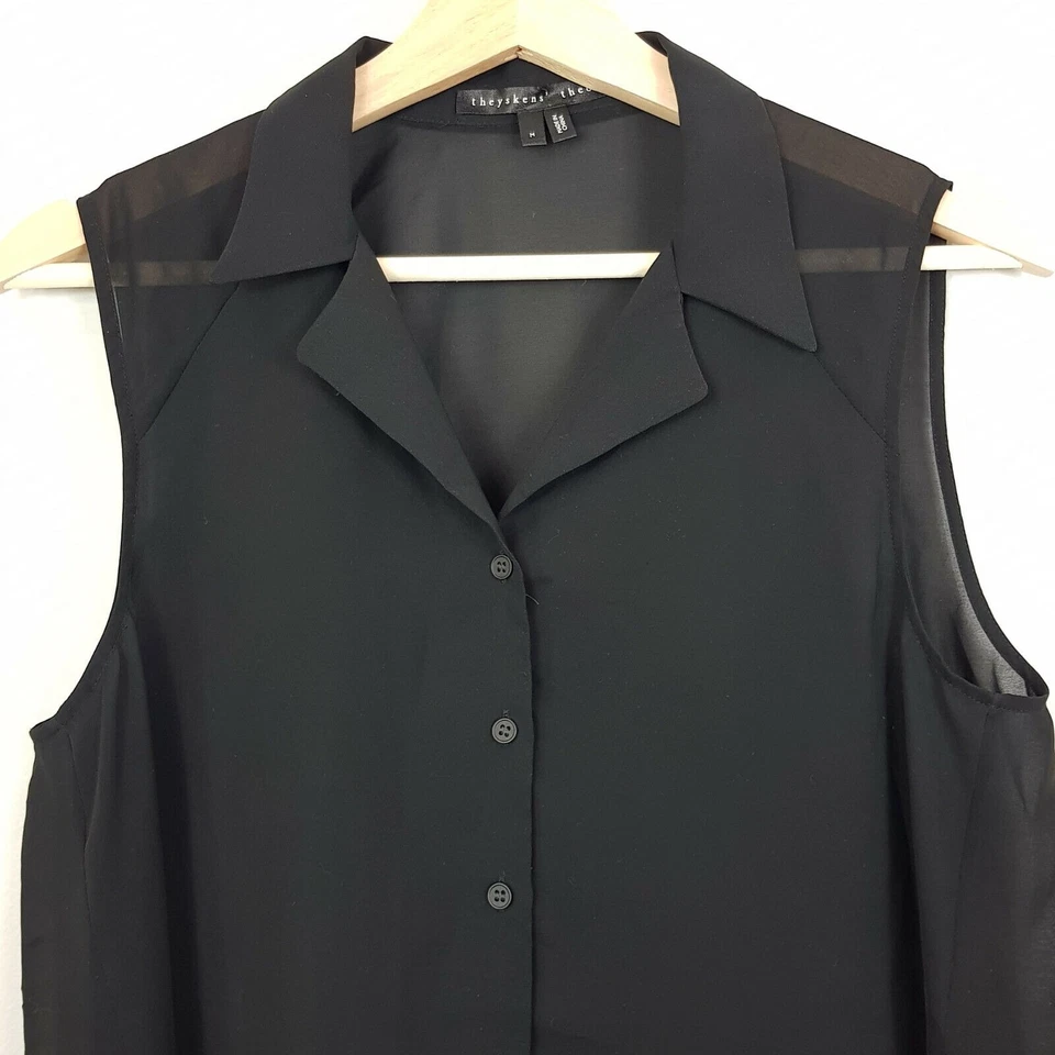 Blusa Top THEYSKENS' THEORY Mujer Talla M o 12 Negra Sin Mangas Foto 2 de 4
