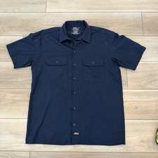 Dickies Men  s Short Sleeve Work Shirt Navy Blue Temp-iQ Size M