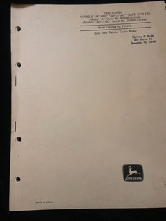 Factory Original John Deere A AR and AO Tractor Parts Catalog Manual PC 674