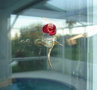 ROSE RED~ 24K GOLD PLATED FIGURINE  ADORNED USING SWAROVSKI CRYSTAL ELEMENTS