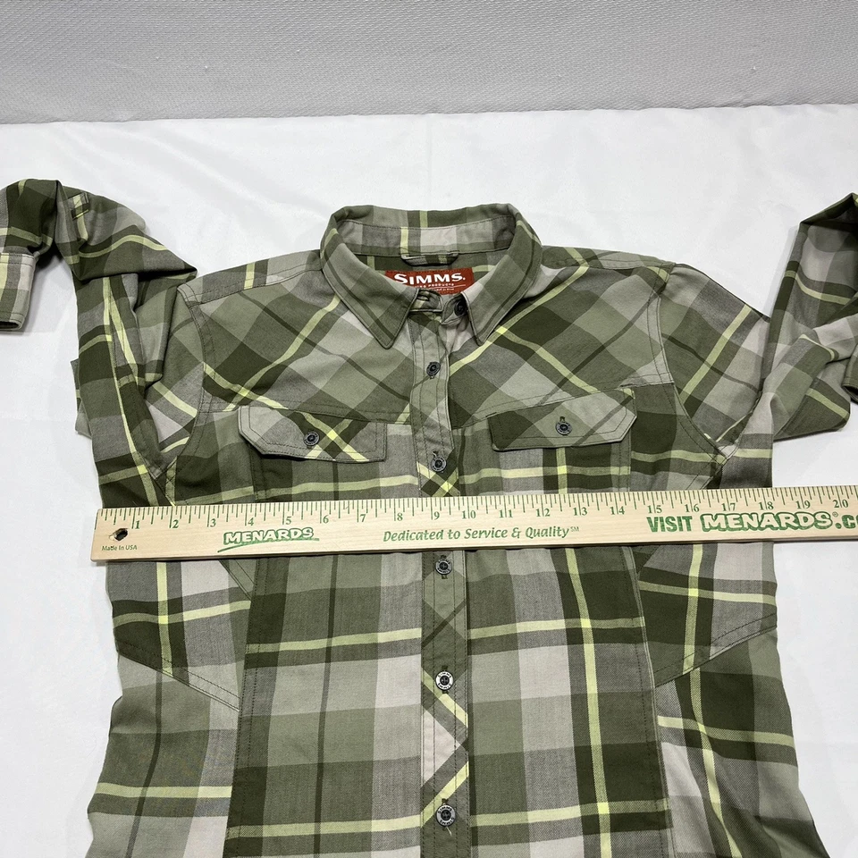 Simms Fishing Shirt Womens Small Green Plaid Western Long Sleeve Button-Up - Image 4 of 4
