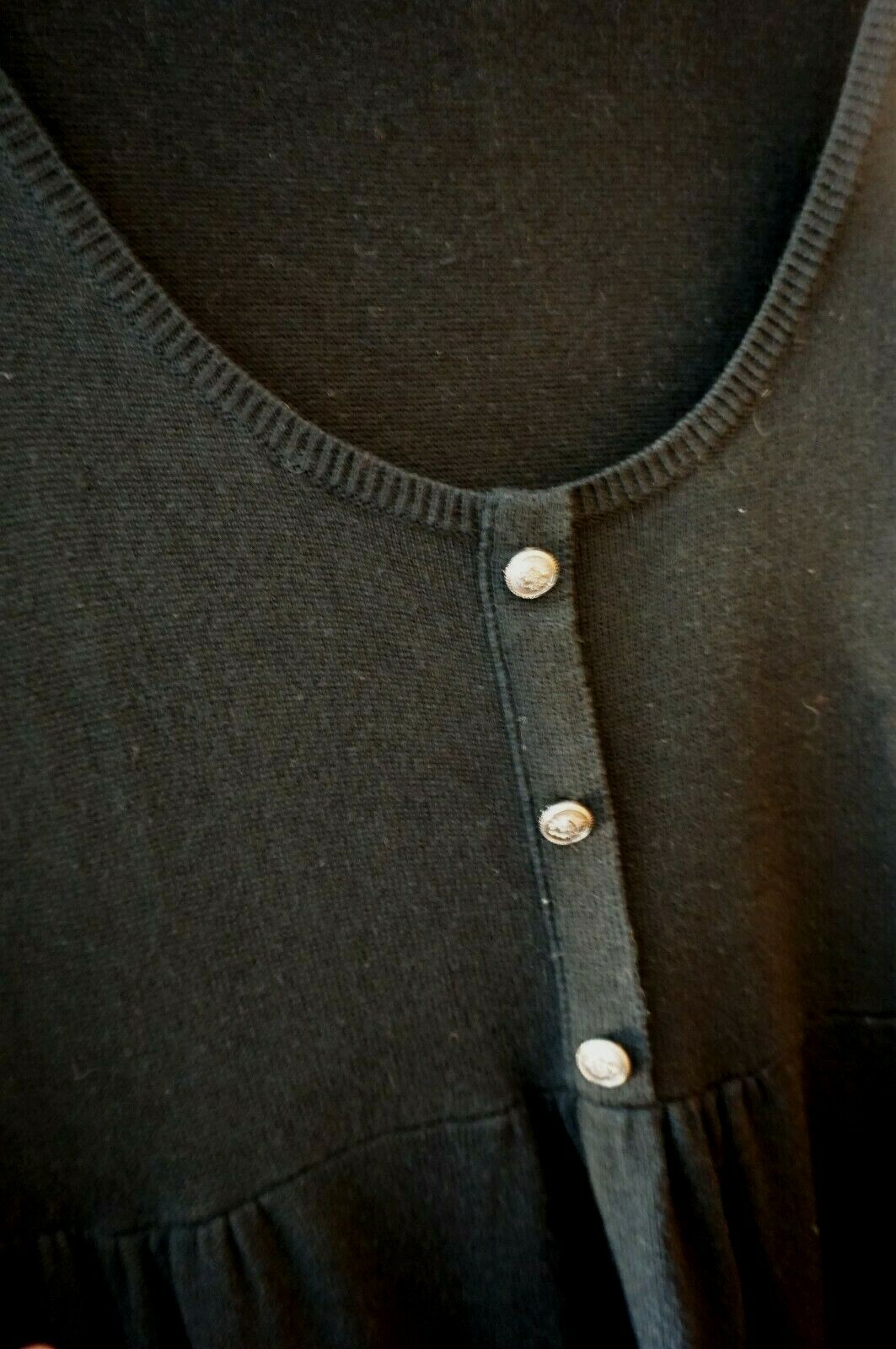 Black knitted cotton mix empire line button jumper 16/18 Taillissime La Redoute image 3